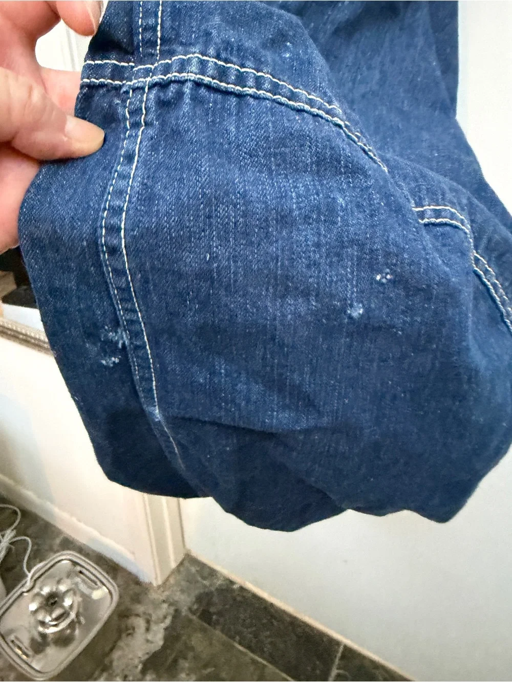 Vintage Dark Blue Indigo Denim US Navy Duffle Utility Laundry Bag